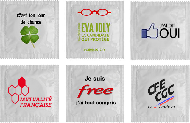 Exemple préservatif personnalisé Le Classique — impression quadrichromie sur foil blanc